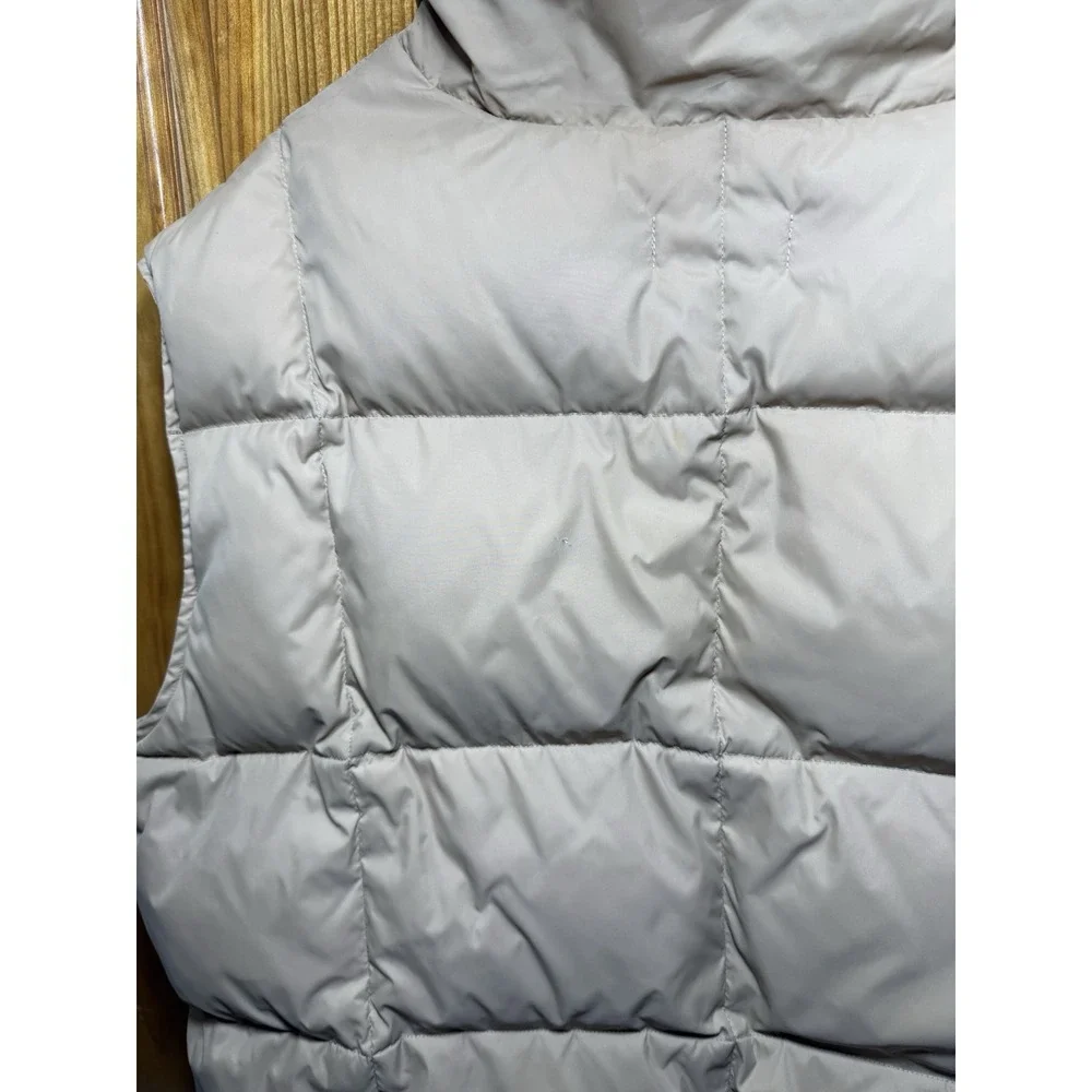 Lands End Vest Mens 2XL Tan Beige Goose Down Puffer Quilted Nylon Outerwear Snap